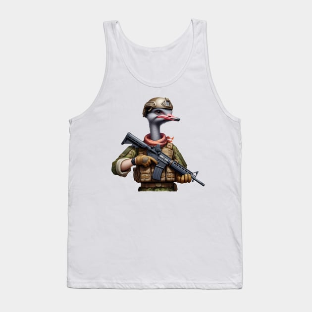 Tactical Ostrich Tank Top by Rawlifegraphic